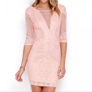 Lulu's Pink Lace Mini Dress